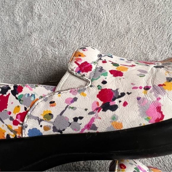 Alegria Keli Pollack Slip-On Paint Splatter Leather Professional Clogs White 37 - Picture 6 of 16